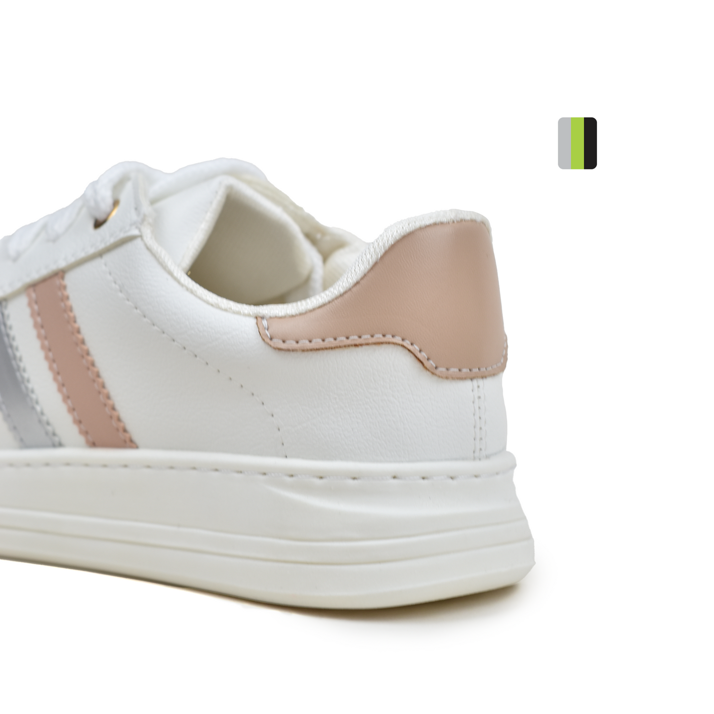 Calzado Deportivo de mujer, Blanco líneas de colores Ref F61. Pisamonte