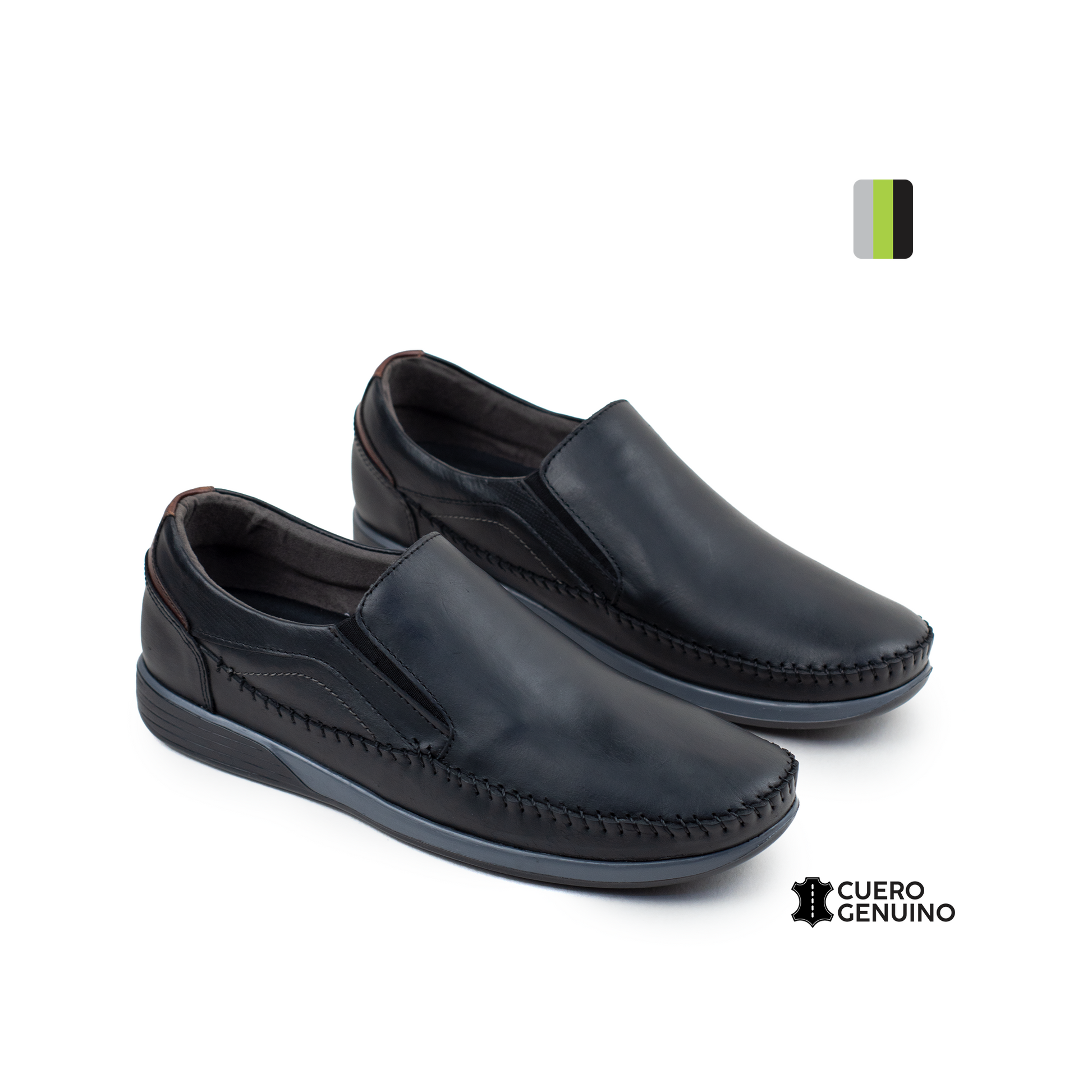 Calzado masculino mocasin en cuero negro Ref 6306 Pisamonte