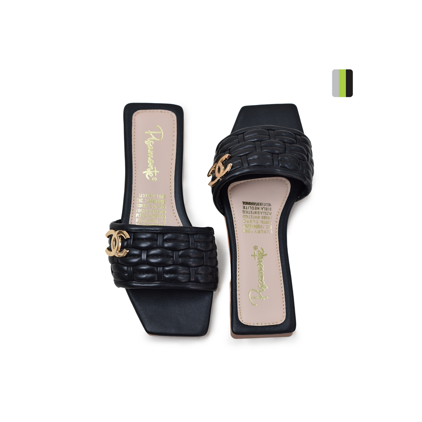 Sandalia Plana Femenina Luxury Negro - LX519 Pisamonte