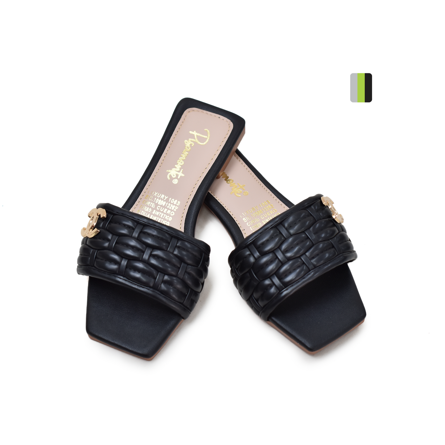 Sandalia Plana Femenina Luxury Negro - LX519 Pisamonte