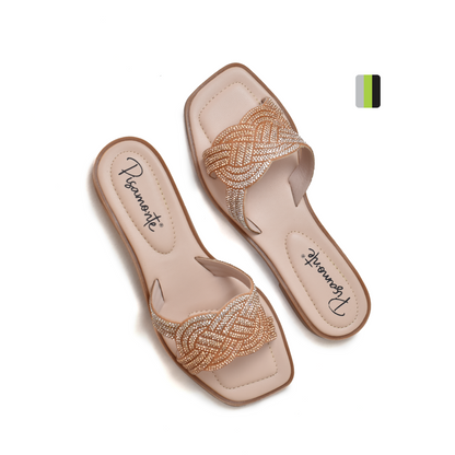 Sandalia plana Femenina oro rosa M -026 Pisamonte