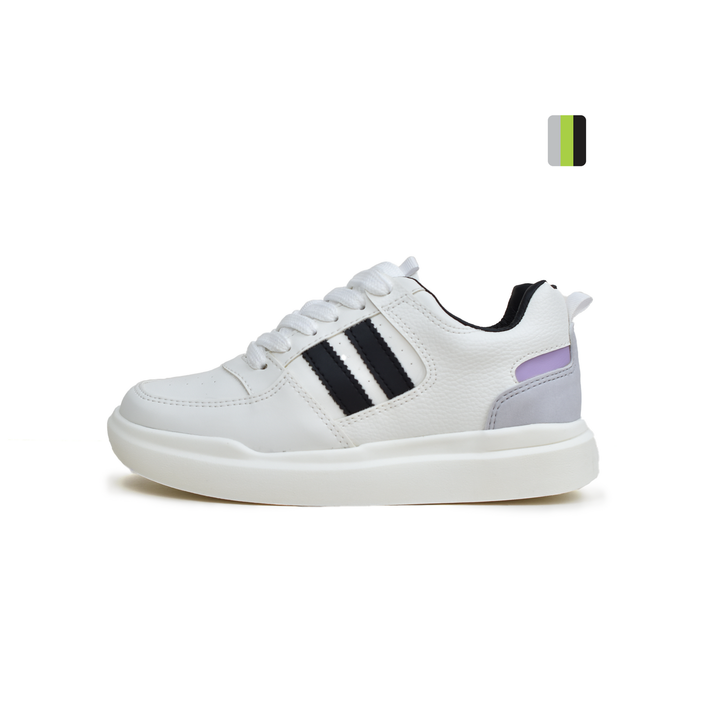 Calzado Deportivo de mujer, blanco líneas azules Ref 593. Pisamonte