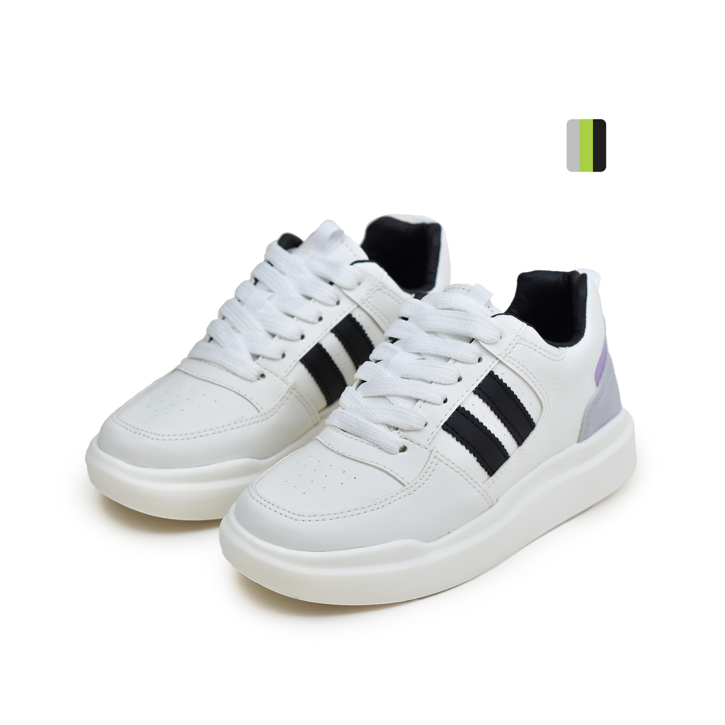 Calzado Deportivo de mujer, blanco líneas azules Ref 593. Pisamonte